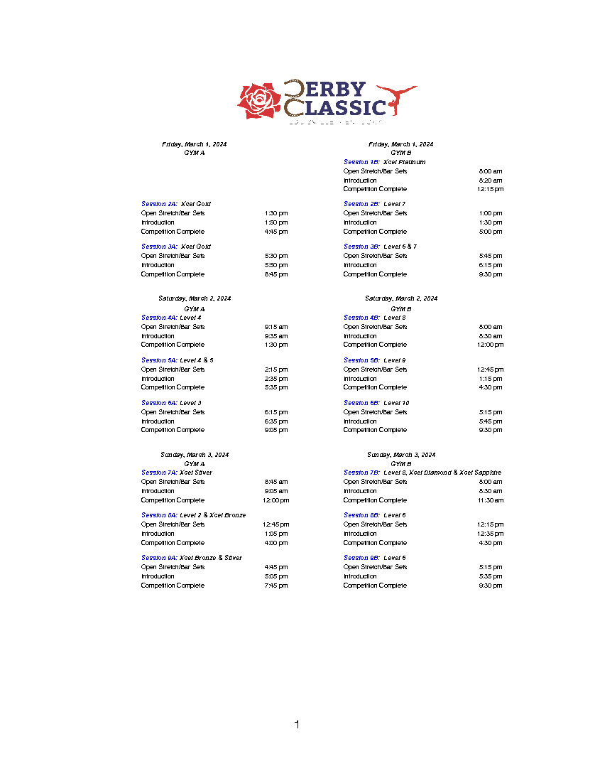 Derby Classic Schedule 2024 Champion Gymnastics